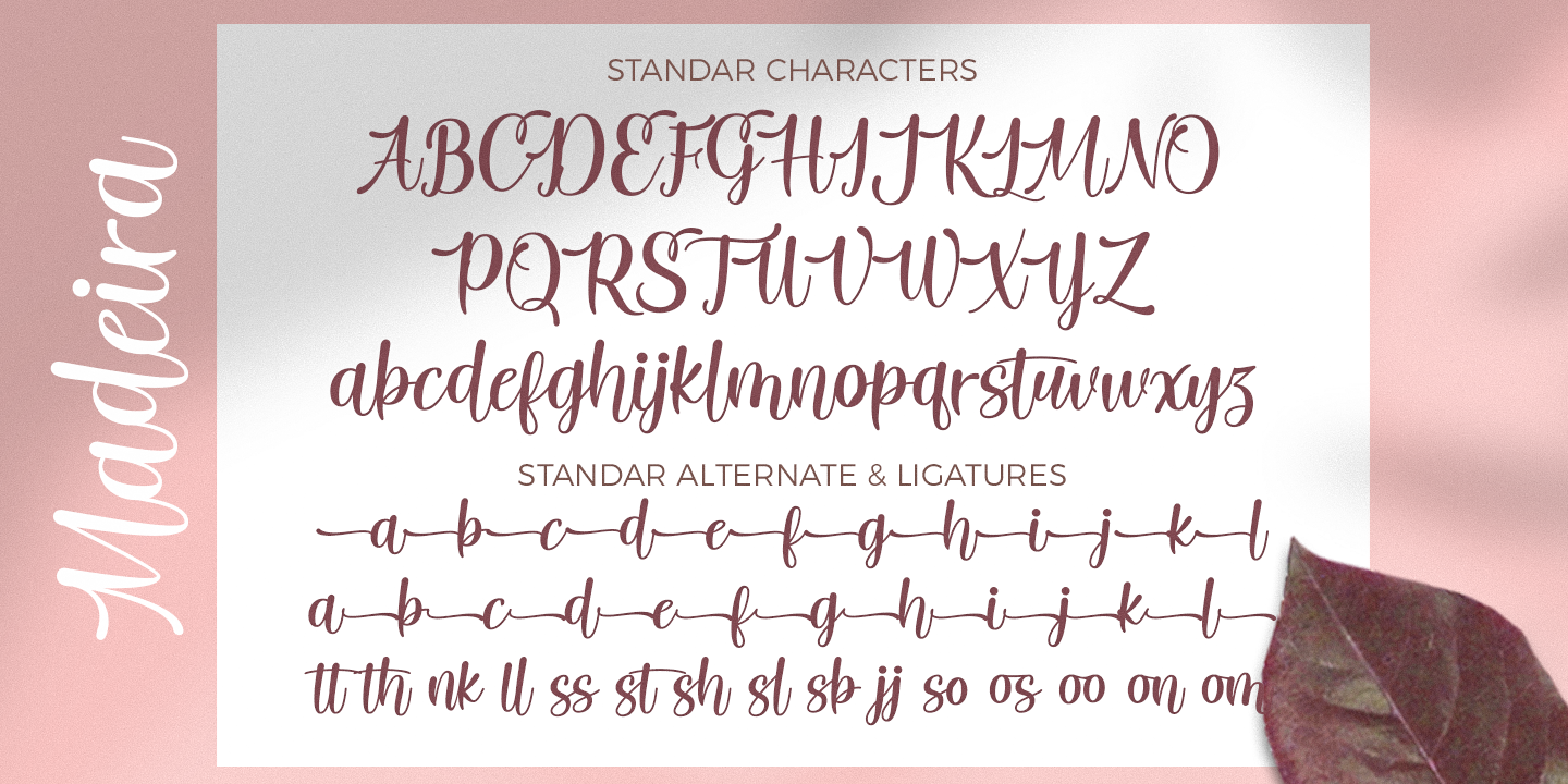 Пример шрифта Madeira Script Regular